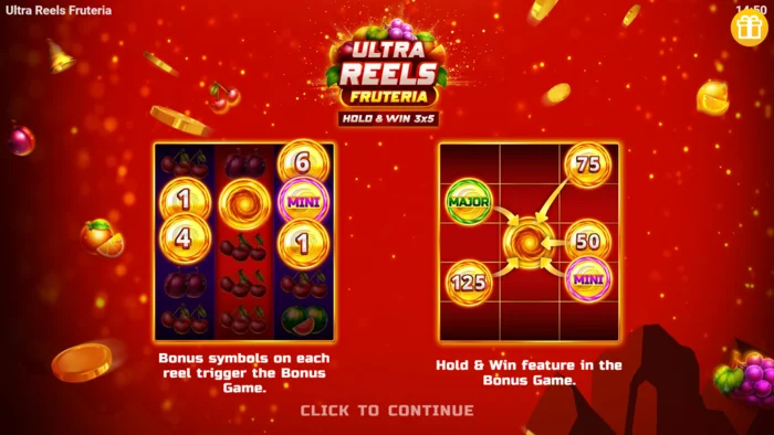 Ultra Reels Fruteria - Menuja fillestare dhe butoni i nisjes